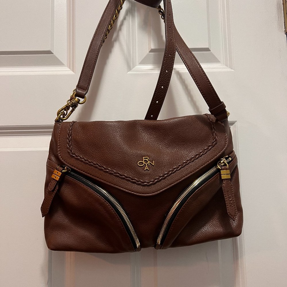 orYany lily in brown pebbled leather east west crossbody like new